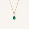 VIDAL & VIDAL Teardrop Emerald Halsband Med Zirkonia Stenar (Guld)