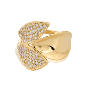 Gynning Jewelry Autumn leaves sparkling big ring - Guld