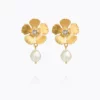 Caroline Svedbom Mini Anemone Pearl Örhängen Crystal - Guld
