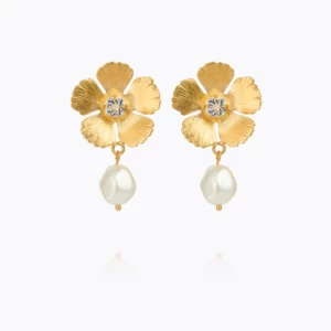 Caroline Svedbom Mini Anemone Pearl Örhängen Crystal - Guld