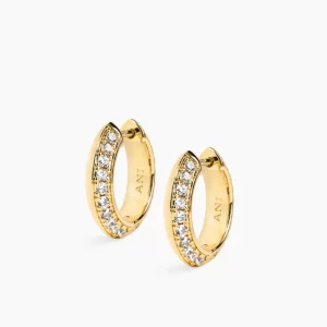 ANI Rivetto Half Pavé Hoops Small Örhängen - Guld