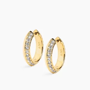 ANI Rivetto Half Pavé Hoops Large Örhängen - Guld