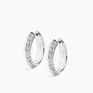 ANI Rivetto Half Pavé Hoops Large Örhängen - Silver
