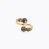 Caroline Svedbom Halo Ring / Black Diamond + Crystal - Guld