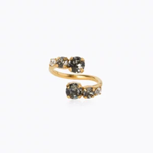 Caroline Svedbom Halo Ring / Black Diamond + Crystal - Guld
