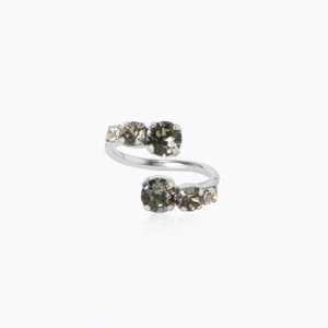 Caroline Svedbom Halo Ring / Black Diamond + Crystal - Rhodium