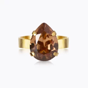 Caroline Svedbom Mini Drop Ring / ReCreated Light Smoked Topaz - Guld
