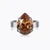 Caroline Svedbom Mini Drop Ring / ReCreated Light Smoked Topaz - Rhodium