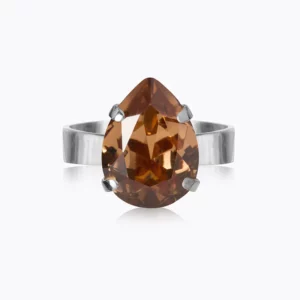 Caroline Svedbom Mini Drop Ring / ReCreated Light Smoked Topaz - Rhodium