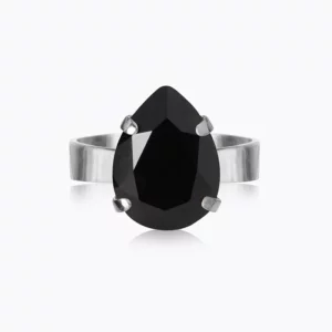 Caroline Svedbom Mini Drop Ring / Jet - Rhodium