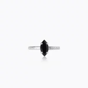Caroline Svedbom Petite Navette Ring / Jet - Rhodium