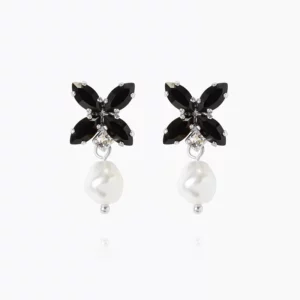 Caroline Svedbom Star Pearl Örhängen / Pearl + Jet - Rhodium